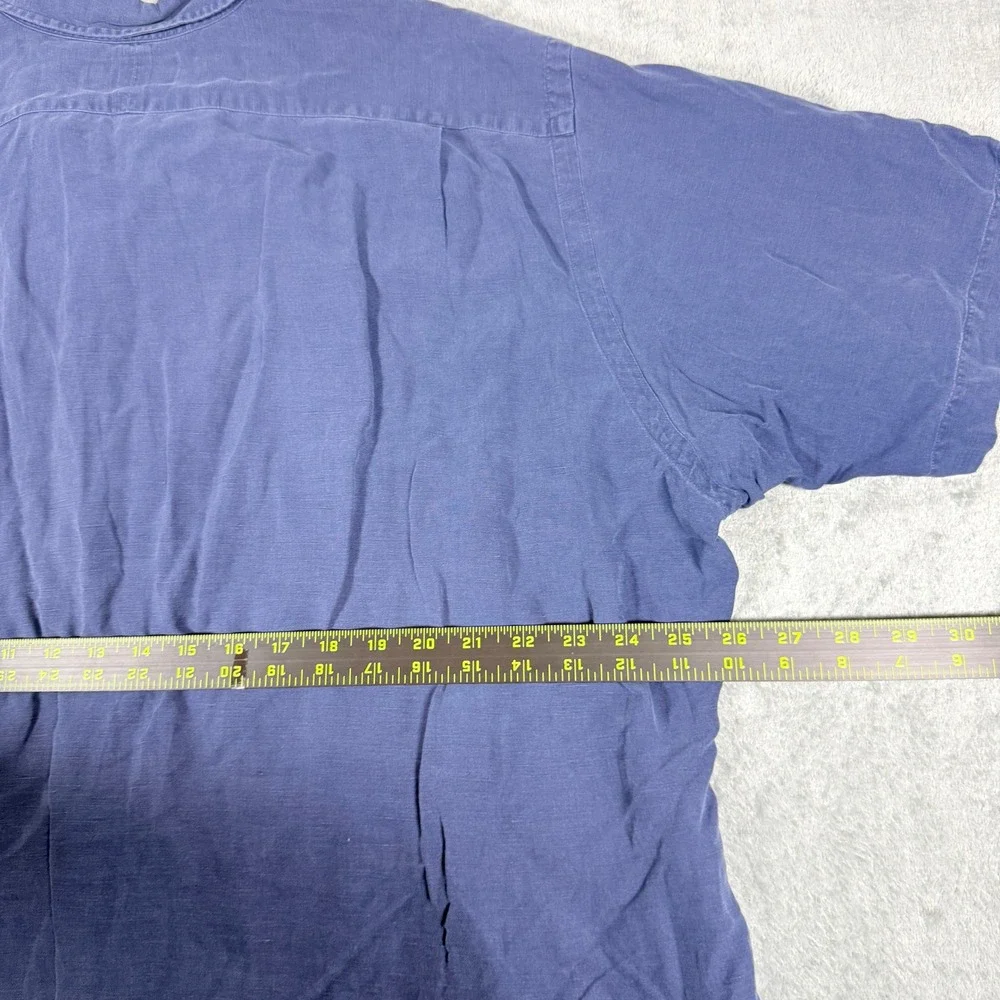 Vintage Polo Ralph Lauren Mens XXL Short Sleeve Linen Silk Blend Button Shirt